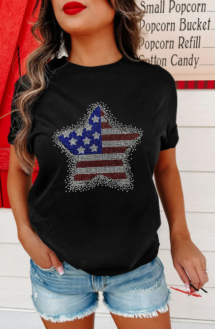 All-American Star Rhinestone Tee-Tops-Krush Kandy, Women's Online Fashion Boutique Located in Phoenix, Arizona (Scottsdale Area)