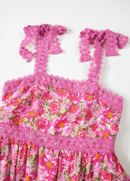 Floral Tie-Shoulder Maxi Dress-Dresses-Krush Kandy, Women's Online Fashion Boutique Located in Phoenix, Arizona (Scottsdale Area)