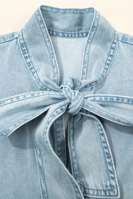 Denim Bow Tie Sleeveless Dress-Dresses-Krush Kandy, Women's Online Fashion Boutique Located in Phoenix, Arizona (Scottsdale Area)