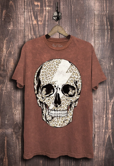 Leopard Skull Lightning Graphic Tee-Graphic Tees-Krush Kandy, Women's Online Fashion Boutique Located in Phoenix, Arizona (Scottsdale Area)