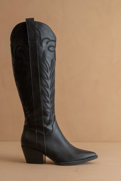 The Samara Black | Embroidered Western Tall Boot-Krush Kandy, Women's Online Fashion Boutique Located in Phoenix, Arizona (Scottsdale Area)