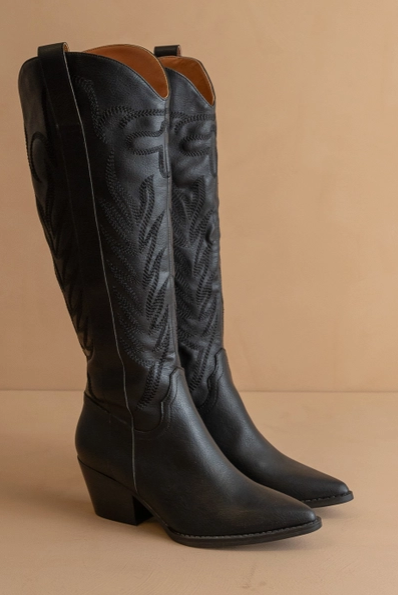 The Samara Black | Embroidered Western Tall Boot-Krush Kandy, Women's Online Fashion Boutique Located in Phoenix, Arizona (Scottsdale Area)