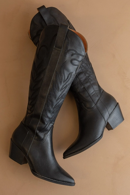 The Samara Black | Embroidered Western Tall Boot-Krush Kandy, Women's Online Fashion Boutique Located in Phoenix, Arizona (Scottsdale Area)