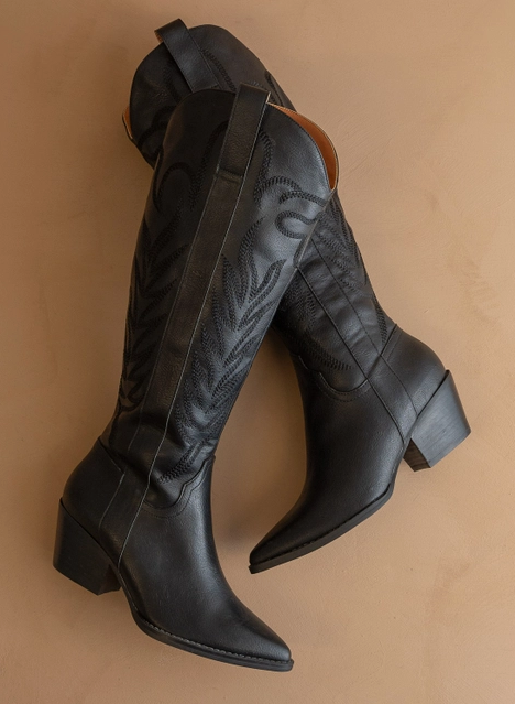 The Samara Black | Embroidered Western Tall Boot-Krush Kandy, Women's Online Fashion Boutique Located in Phoenix, Arizona (Scottsdale Area)