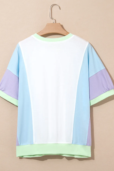 Pastel Pop Color Block Pocket Tee-Tops-Krush Kandy, Women's Online Fashion Boutique Located in Phoenix, Arizona (Scottsdale Area)