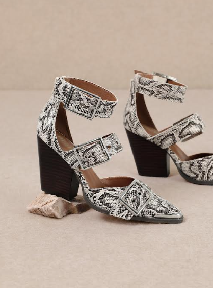 Snake Hendrix Strappy Buckle Sandal-Sandals-Krush Kandy, Women's Online Fashion Boutique Located in Phoenix, Arizona (Scottsdale Area)