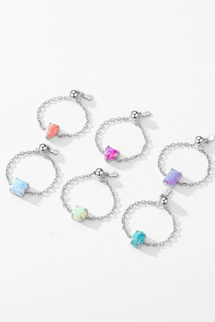 Sterling Silver Opal Geometric Minimalist Band Ring-Ring-Krush Kandy, Women's Online Fashion Boutique Located in Phoenix, Arizona (Scottsdale Area)