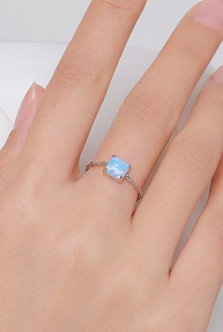 Sterling Silver Opal Geometric Minimalist Band Ring-Ring-Krush Kandy, Women's Online Fashion Boutique Located in Phoenix, Arizona (Scottsdale Area)