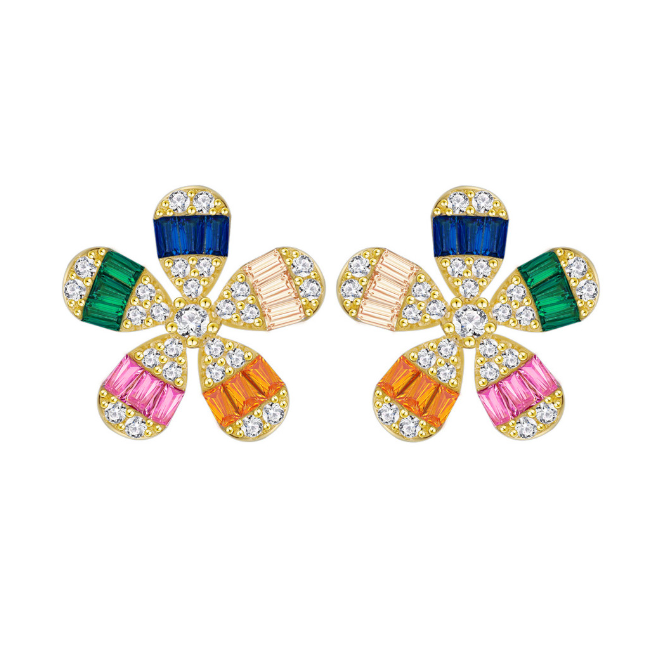 Cubic Zirconia Flower Luxury Stud Earring-Earrings-Krush Kandy, Women's Online Fashion Boutique Located in Phoenix, Arizona (Scottsdale Area)