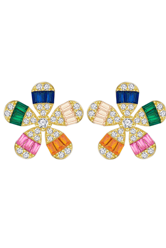 Cubic Zirconia Flower Luxury Stud Earring-Earrings-Krush Kandy, Women's Online Fashion Boutique Located in Phoenix, Arizona (Scottsdale Area)