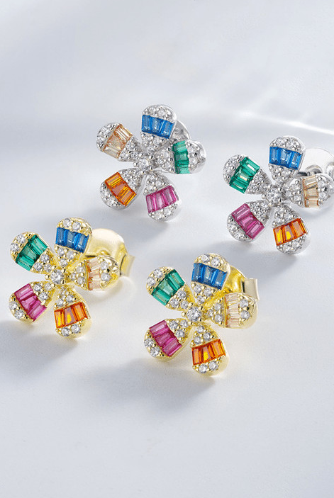 Cubic Zirconia Flower Luxury Stud Earring-Earrings-Krush Kandy, Women's Online Fashion Boutique Located in Phoenix, Arizona (Scottsdale Area)