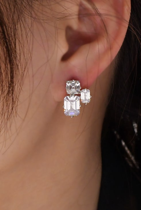Cubic Zirconia Geometric Luxury Stud Earring-Earrings-Krush Kandy, Women's Online Fashion Boutique Located in Phoenix, Arizona (Scottsdale Area)