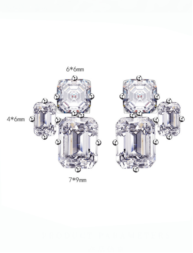 Cubic Zirconia Geometric Luxury Stud Earring-Earrings-Krush Kandy, Women's Online Fashion Boutique Located in Phoenix, Arizona (Scottsdale Area)