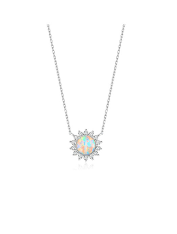 Opal Flower Dainty Necklace-Necklaces-Krush Kandy, Women's Online Fashion Boutique Located in Phoenix, Arizona (Scottsdale Area)