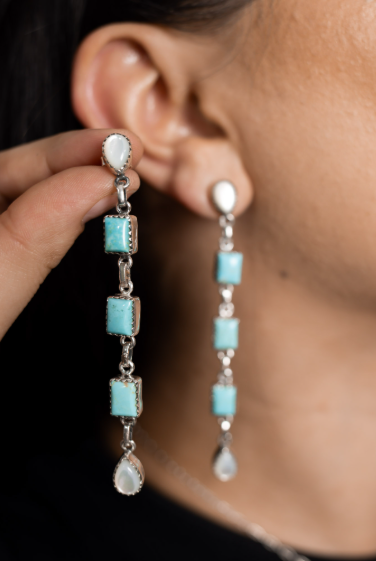 Desirae's White Shell Stone Drop Earrings-Earrings-Krush Kandy, Women's Online Fashion Boutique Located in Phoenix, Arizona (Scottsdale Area)