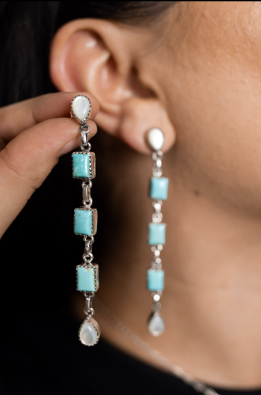 Desirae's White Shell Stone Drop Earrings-Earrings-Krush Kandy, Women's Online Fashion Boutique Located in Phoenix, Arizona (Scottsdale Area)