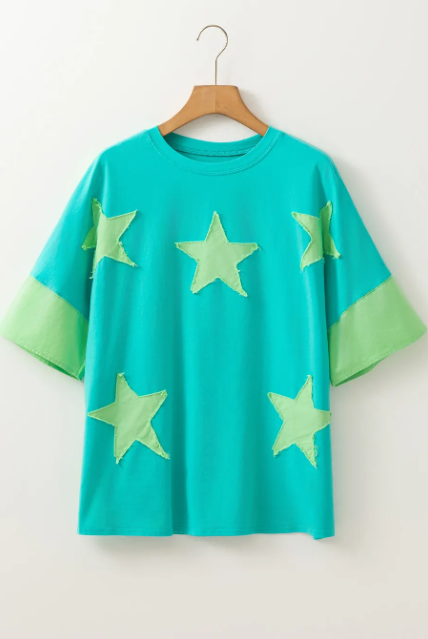 Star-Print Colorblock Tee-Tops-Krush Kandy, Women's Online Fashion Boutique Located in Phoenix, Arizona (Scottsdale Area)