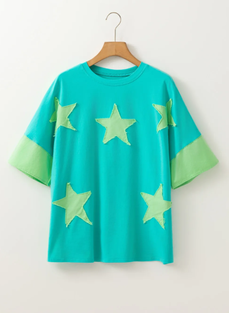 Star-Print Colorblock Tee-Tops-Krush Kandy, Women's Online Fashion Boutique Located in Phoenix, Arizona (Scottsdale Area)