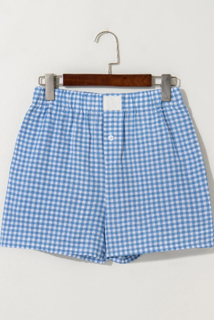 Gingham Checkered Button-Front Shorts-Shorts-Krush Kandy, Women's Online Fashion Boutique Located in Phoenix, Arizona (Scottsdale Area)