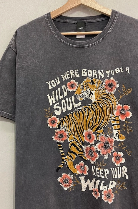 "Wild Soul" Tiger Graphic Tee-Graphic Tees-Krush Kandy, Women's Online Fashion Boutique Located in Phoenix, Arizona (Scottsdale Area)