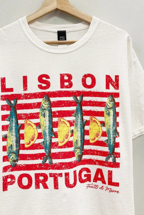 "Lisbon Portugal" Sardine Graphic Tee-Graphic Tees-Krush Kandy, Women's Online Fashion Boutique Located in Phoenix, Arizona (Scottsdale Area)
