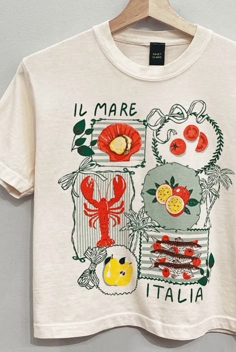 "Il Mare Italia" Cropped Graphic Tee-Graphic Tees-Krush Kandy, Women's Online Fashion Boutique Located in Phoenix, Arizona (Scottsdale Area)