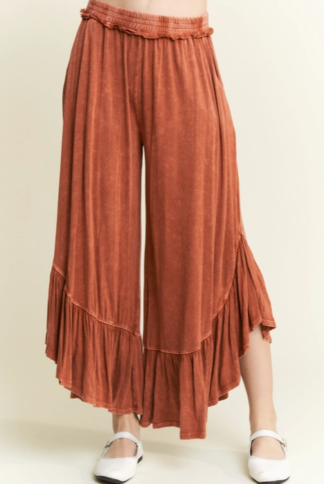 J.HER Ruffled Hem Maxi Pants-Pants-Krush Kandy, Women's Online Fashion Boutique Located in Phoenix, Arizona (Scottsdale Area)