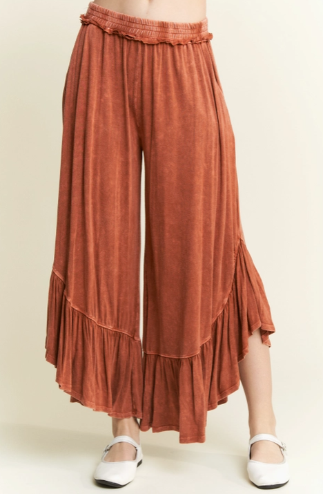J.HER Ruffled Hem Maxi Pants-Pants-Krush Kandy, Women's Online Fashion Boutique Located in Phoenix, Arizona (Scottsdale Area)