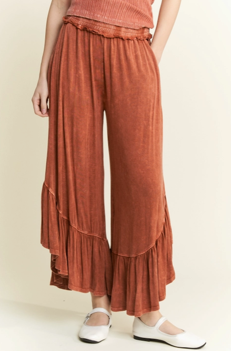 J.HER Ruffled Hem Maxi Pants-Pants-Krush Kandy, Women's Online Fashion Boutique Located in Phoenix, Arizona (Scottsdale Area)