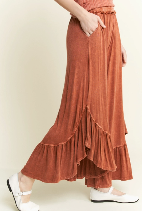 J.HER Ruffled Hem Maxi Pants-Pants-Krush Kandy, Women's Online Fashion Boutique Located in Phoenix, Arizona (Scottsdale Area)