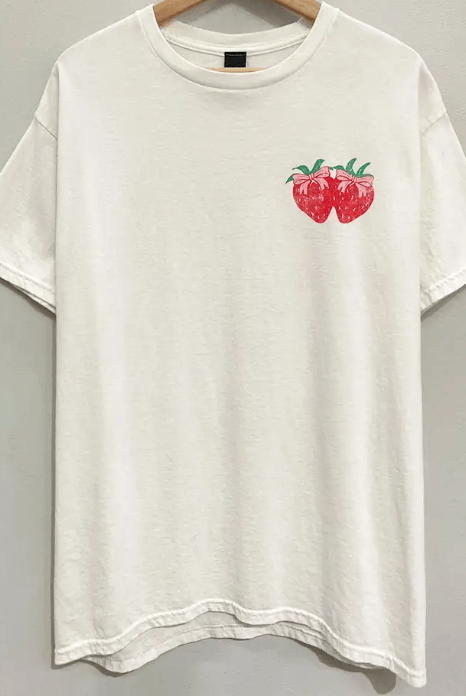 "Enjoy the Good Days" Strawberry Graphic Tee-Graphic Tees-Krush Kandy, Women's Online Fashion Boutique Located in Phoenix, Arizona (Scottsdale Area)