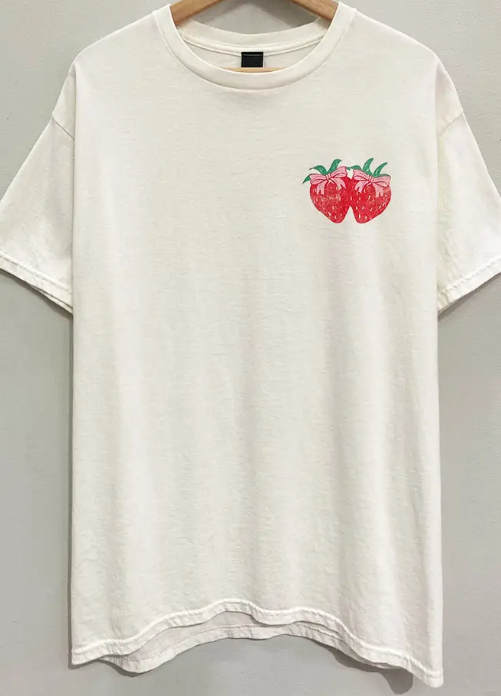 "Enjoy the Good Days" Strawberry Graphic Tee-Graphic Tees-Krush Kandy, Women's Online Fashion Boutique Located in Phoenix, Arizona (Scottsdale Area)