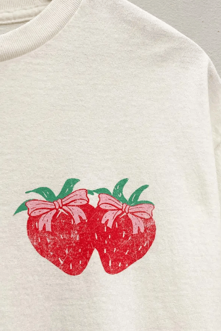 "Enjoy the Good Days" Strawberry Graphic Tee-Graphic Tees-Krush Kandy, Women's Online Fashion Boutique Located in Phoenix, Arizona (Scottsdale Area)