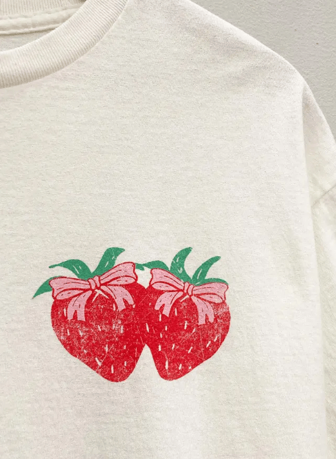 "Enjoy the Good Days" Strawberry Graphic Tee-Graphic Tees-Krush Kandy, Women's Online Fashion Boutique Located in Phoenix, Arizona (Scottsdale Area)