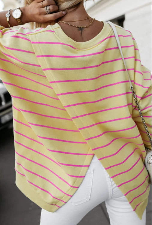 Striped Back Detail Sweatshirt-Tops-Krush Kandy, Women's Online Fashion Boutique Located in Phoenix, Arizona (Scottsdale Area)