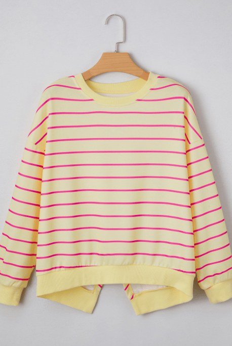 Striped Back Detail Sweatshirt-Tops-Krush Kandy, Women's Online Fashion Boutique Located in Phoenix, Arizona (Scottsdale Area)