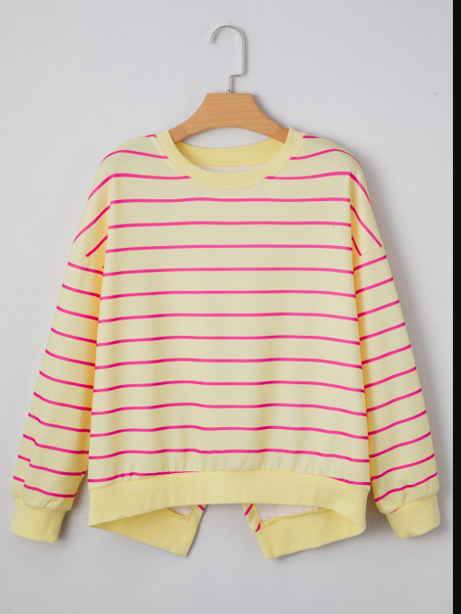 Striped Back Detail Sweatshirt-Tops-Krush Kandy, Women's Online Fashion Boutique Located in Phoenix, Arizona (Scottsdale Area)