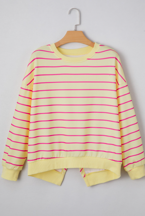Striped Back Detail Sweatshirt-Tops-Krush Kandy, Women's Online Fashion Boutique Located in Phoenix, Arizona (Scottsdale Area)