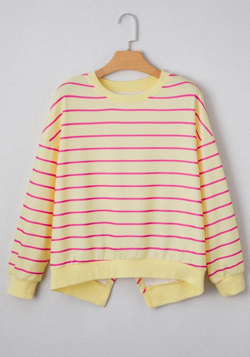 Striped Back Detail Sweatshirt-Tops-Krush Kandy, Women's Online Fashion Boutique Located in Phoenix, Arizona (Scottsdale Area)