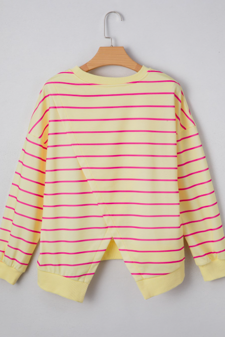 Striped Back Detail Sweatshirt-Tops-Krush Kandy, Women's Online Fashion Boutique Located in Phoenix, Arizona (Scottsdale Area)
