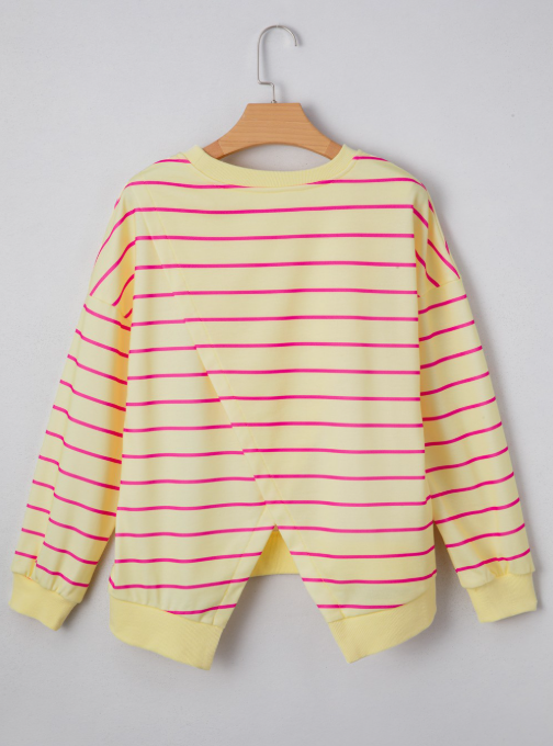 Striped Back Detail Sweatshirt-Tops-Krush Kandy, Women's Online Fashion Boutique Located in Phoenix, Arizona (Scottsdale Area)