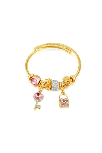 Rhinestone Key Trend Charm Bracelet-Bracelets-Krush Kandy, Women's Online Fashion Boutique Located in Phoenix, Arizona (Scottsdale Area)