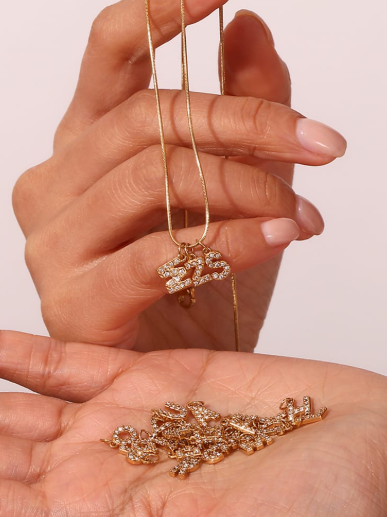 Rhinestone Letter Charm-Necklaces-Krush Kandy, Women's Online Fashion Boutique Located in Phoenix, Arizona (Scottsdale Area)