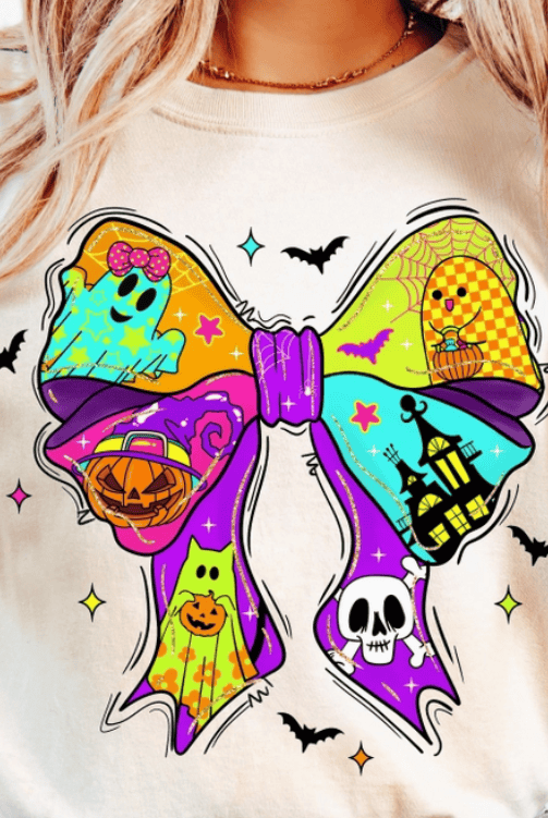 Halloween Bow Graphic Tee-Graphic Tees-Krush Kandy, Women's Online Fashion Boutique Located in Phoenix, Arizona (Scottsdale Area)