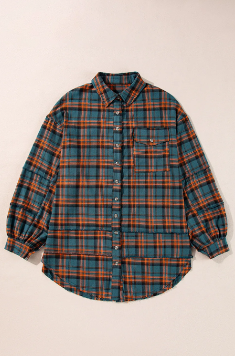 Plaid Oversized Flannel Shirt-Tops-Krush Kandy, Women's Online Fashion Boutique Located in Phoenix, Arizona (Scottsdale Area)