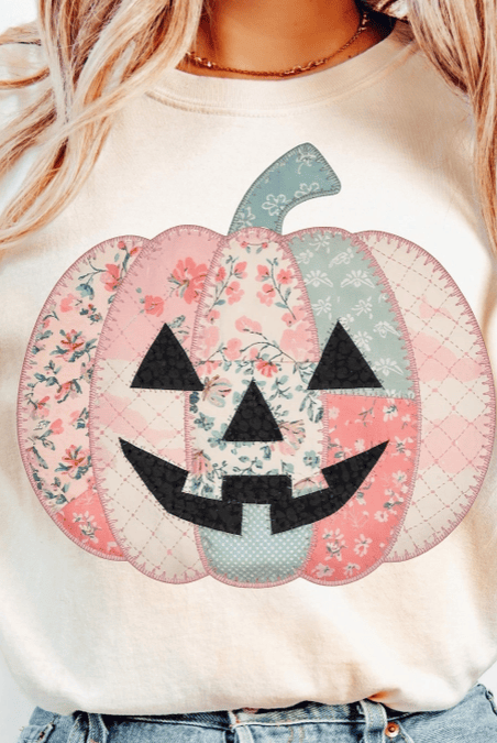 Patchwork Pumpkin Tee-Graphic Tees-Krush Kandy, Women's Online Fashion Boutique Located in Phoenix, Arizona (Scottsdale Area)
