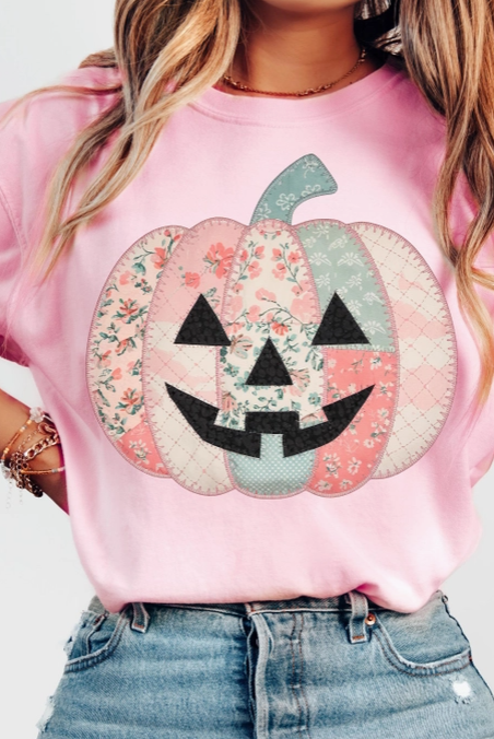 Patchwork Pumpkin Tee-Graphic Tees-Krush Kandy, Women's Online Fashion Boutique Located in Phoenix, Arizona (Scottsdale Area)