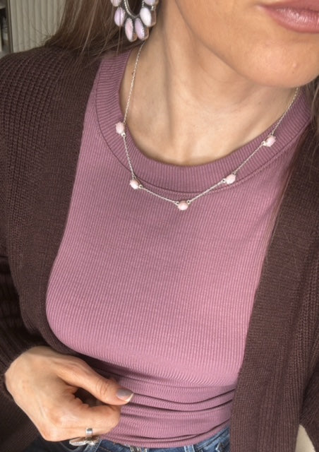 Dainty 5 Stone Drop Necklace - Made to Order-Chain Necklaces-Krush Kandy, Women's Online Fashion Boutique Located in Phoenix, Arizona (Scottsdale Area)