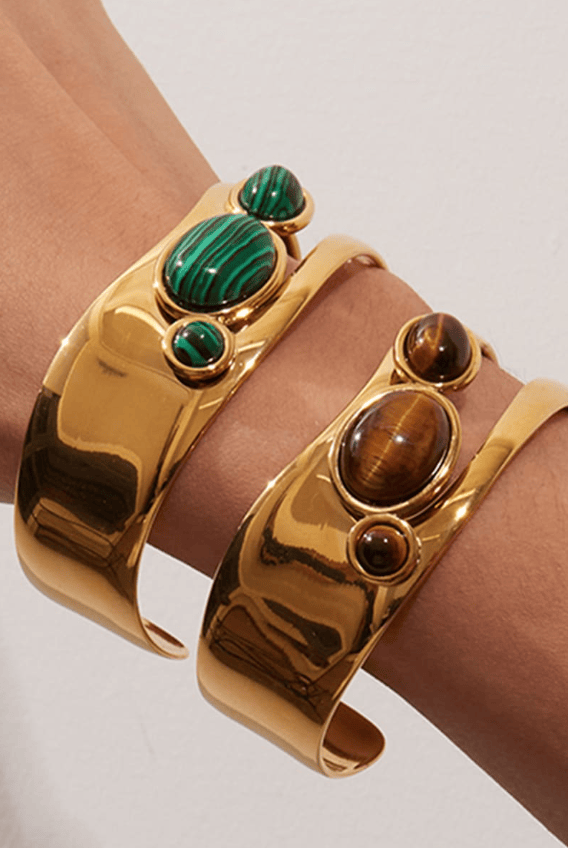 Stainless Steel Ethereal Stone Slab Cuffs-Jewelry-Krush Kandy, Women's Online Fashion Boutique Located in Phoenix, Arizona (Scottsdale Area)