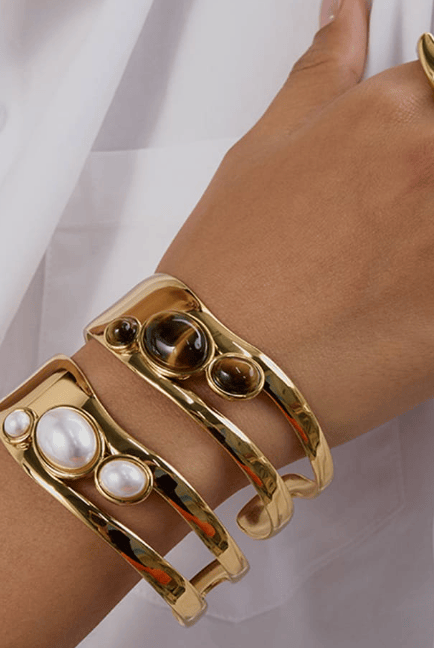 Stainless Steel Ethereal Stone Slab Cuffs-Jewelry-Krush Kandy, Women's Online Fashion Boutique Located in Phoenix, Arizona (Scottsdale Area)